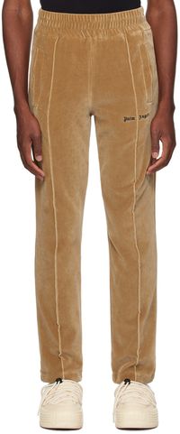 Palm Angels Beige Embroidered Sweatpants