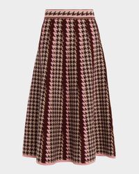 Lyssia Houndstooth Jacquard Midi Skirt