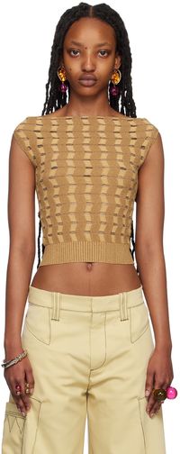 Kiko Kostadinov Brown Off Shoulder T-Shirt