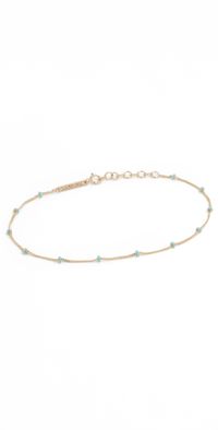 Zoe Chicco 14k Enamel Satellite Chain Anklet Turquoise One Size