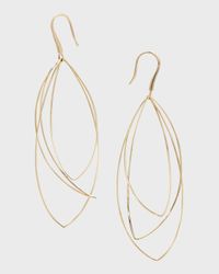 14K Gold Multi-Curved Wire Marquis Hoop Earrings