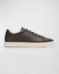 Men's Grained Leather Low-Top Sneakers