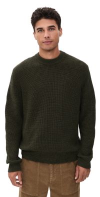 Madewell Cotton Shaker-Stitch Crewneck Sweater Foliage Green Marl L