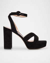 Suede Crisscross Platform Sandals