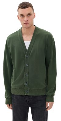 JW Anderson Garment Dye V Neck Cardigan Pine S