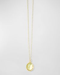 18K Gold Rock Candy Teardrop Pendant in Green Gold Citrine