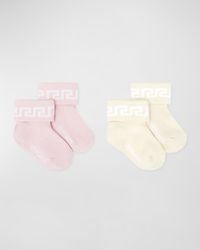Girl's 2-Pack Greca Trim Socks, Size Newborn-12M