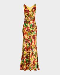 Wilhelmina Sleeveless Floral Silk Gown