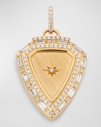 18K Yellow Gold Pendant with GH/SI Diamonds, 32x22mm