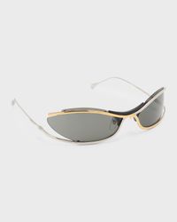 Men's Two-Tone Metal Oval Sunglasses