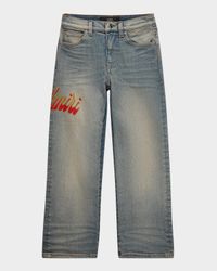 Kid's MA Crest Straight-Leg Denim Jeans, Size 4-12