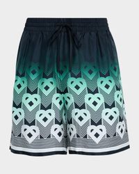 Men's Silk Heart Monogram Drawstring Shorts