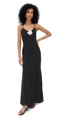 Runaway the Label Malika Maxi Dress Black Polka S
