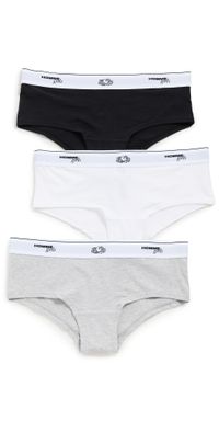 HOMMEGIRLS Homme Girls X Fruit of the Loom Boy Shorts 3-Pack Black/Heather Grey/White XS