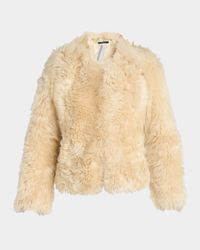 Curly Sheep Shearling Collarless Jacket