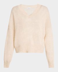 Micro Paillettes V-Neck Mohair Knit Sweater