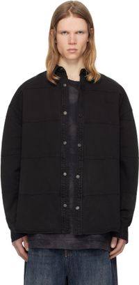 Juun.J Chemise noire en denim à coutures horizontales