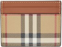 Burberry Beige & Brown Check Card Holder