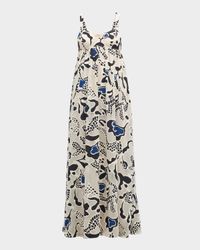 Leilani Abstract-Print Applique Sweetheart Gown