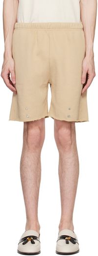 Les Tien Beige Snap Front Shorts