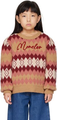 Moncler Enfant Kids Pink & Beige Jacquard Sweater