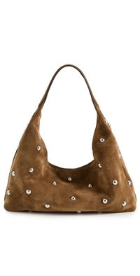 Madewell The Mylie Shoulder Bag in Studded Suede Dried Acorn One Size