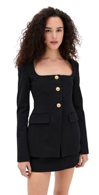 Good American Soft Stretch Ponte Sculpted Blazer Black001 S