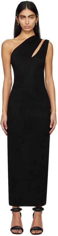 Atlein Black Single-Shoulder Maxi Dress