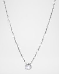 18K White Gold Solitaire Diamond Pendant Necklace