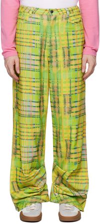 Collina Strada Pantalon Dante jaune et vert à motif écossais