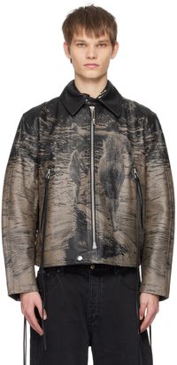 EYTYS Blouson Dixon noir et brun en cuir