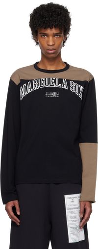 MM6 Maison Margiela T-shirt noir et brun à panneaux