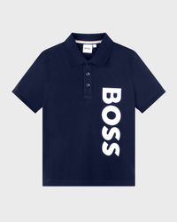 Boy's Logo-Print Short Sleeved Polo Shirt, Size 4-5