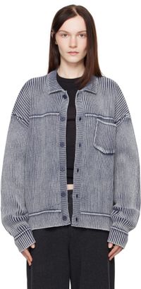 Aya Muse Blue Knit Button Up Cardigan