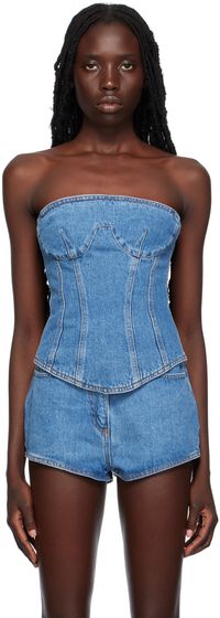 Magda Butrym Blue Stitch Denim Corset