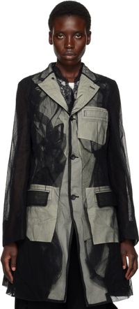 Comme des Garçons Homme Plus Black Nylon Tulle & Cotton Cloth Blazer