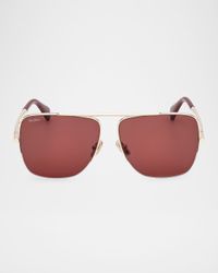 Logo Engraved Metal Aviator Sunglasses