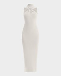 Angelica Gathered Turtleneck Sleeveless Rib Gown