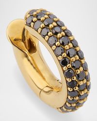 Men's 3-Row Pave Noir Macro Hoop Earring in 18K Yellow Gold and Black Diamonds, Single