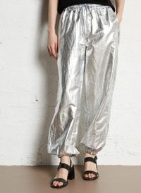 Berenice - Pantalon métallisé ample - Taille 42 - Argent