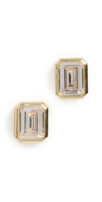 SHASHI Emerald Baguette Studs Crystal One Size