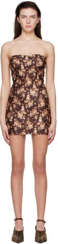 KNWLS Brown Polyester Mini Dress