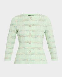 Tailored-Fit Plaid Textured Knit Jacket