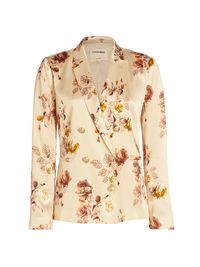 Women's Colin Floral Double-Breasted Blazer - Buff Multi Tonal Rose Floral - Size 18