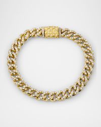 18K Yellow Gold Curb Link Diamond Bracelet, 8.5"L, 8.00tcw