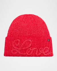 Love Embroidered Knit Beanie