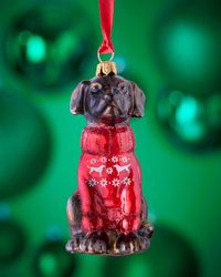 Chocolate Lab in Snowflake-Printed Nordic Sweater Christmas Ornament