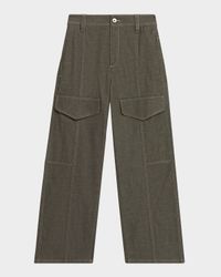 Thigh Patch Wide-Leg Cargo Pants