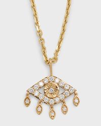 14k Gold Diamond Evil Eye Pendant Necklace