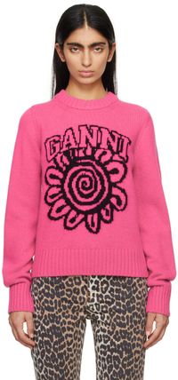 GANNI Pink Floral Sweater